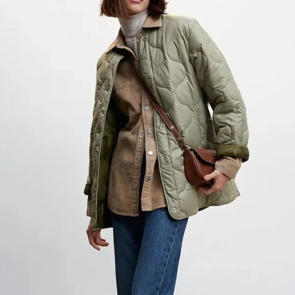 Mango MNG satin quilted padded blogger favorite puffer jacket water repellent - Picture 7 of 9